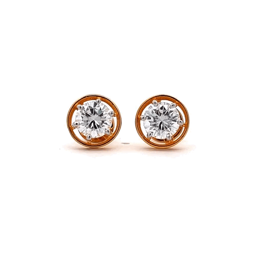 Traditional Glam Ear Stud 2.50ct In Round Shape Brilliante Solitaire 14k Gold With Lab Grown Moissanite