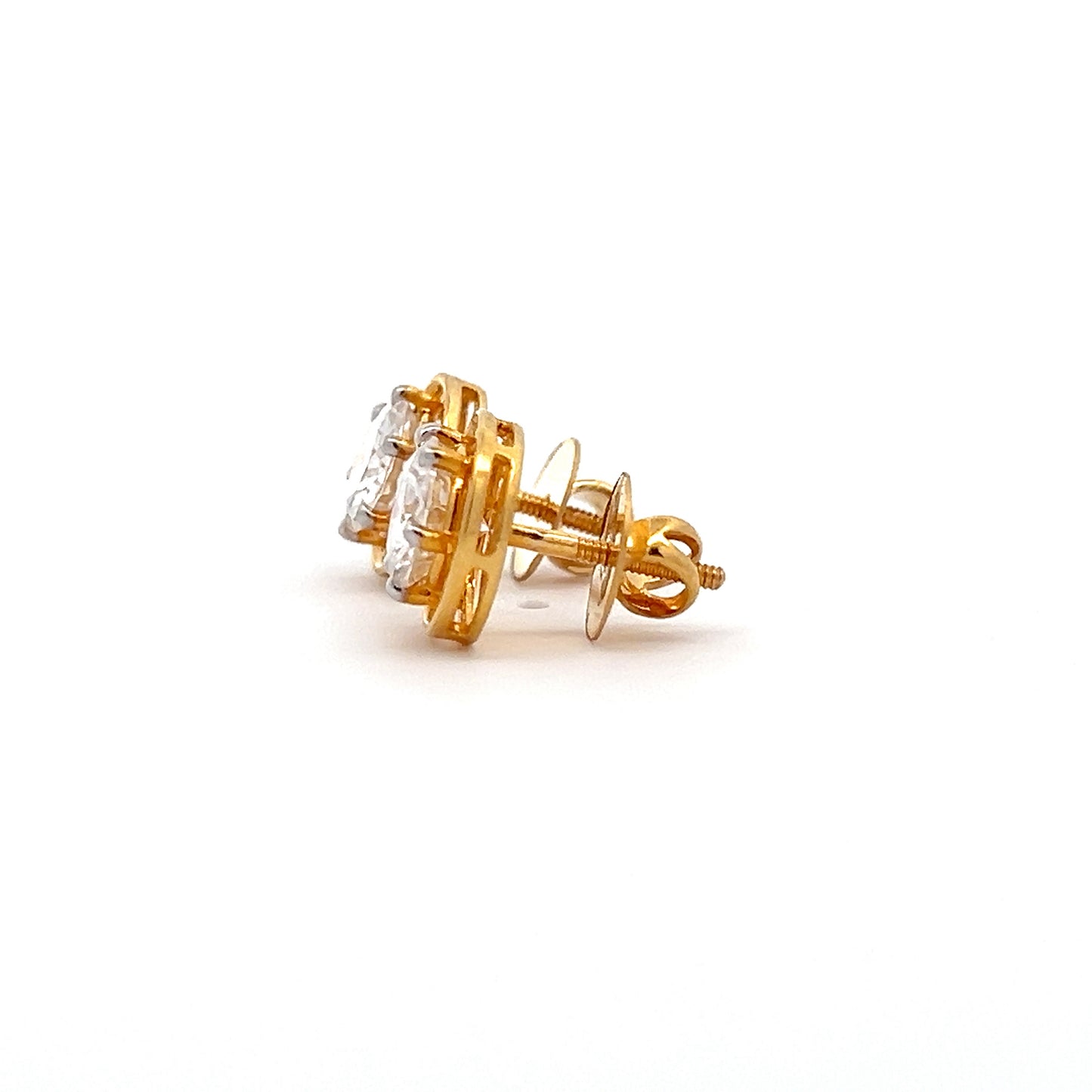 Traditional Glam Ear Stud 2.50ct In Round Shape Brilliante Solitaire 14k Gold With Diamos Lab Grown Moissanite