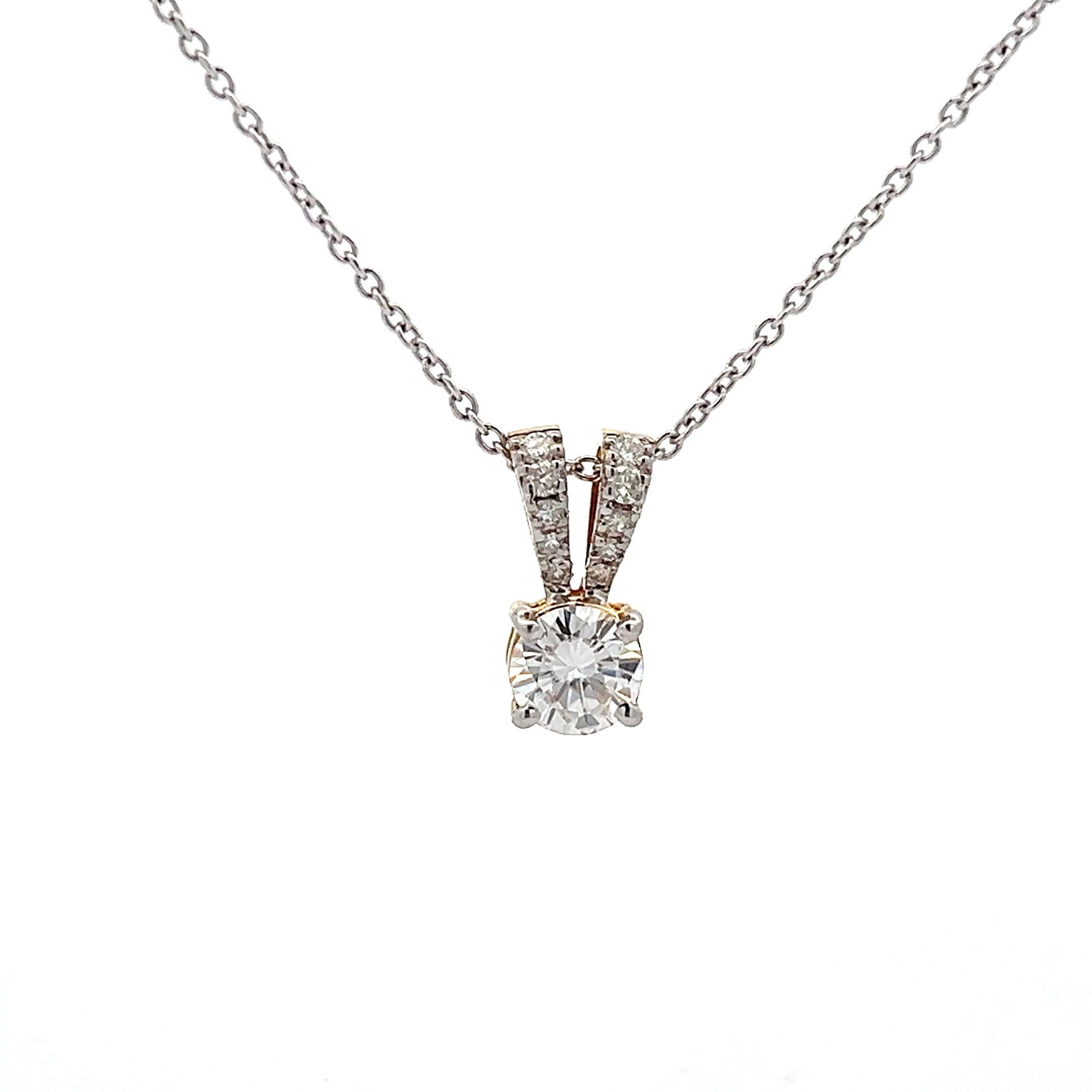 Classic Geometric Pendant is 1.00ct In Round Shape Solitaire 14K Gold With Lab Grown Moissanite