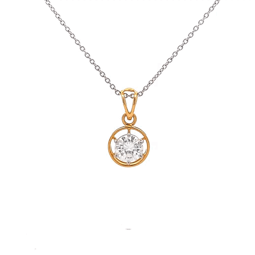 Endearing Single Stone Pendant Is 1.50ct In Round Shape Solitaire 14K Gold With Lab Grown Moissanite