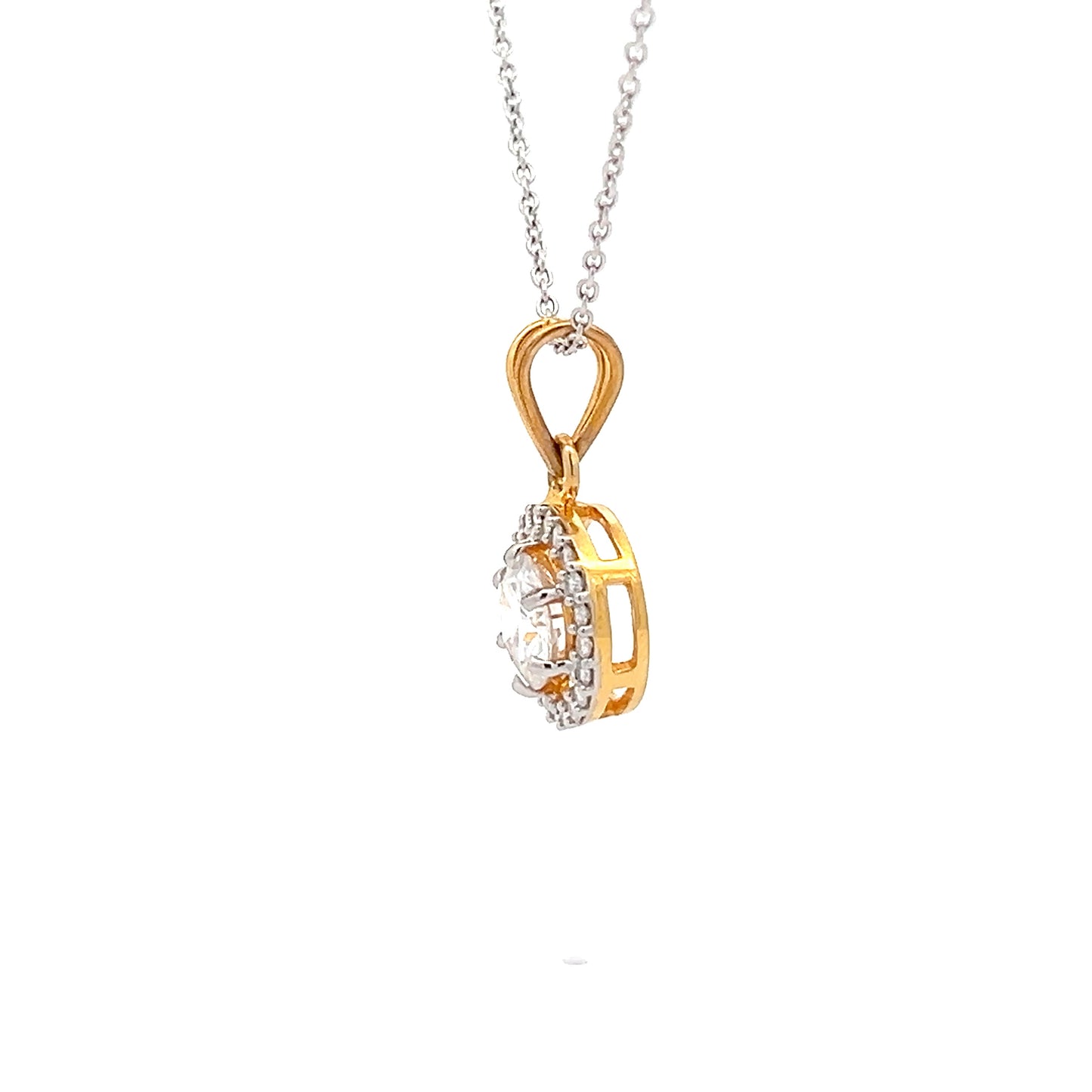 Elegante colgante de diamantes con forma de flor de 2,45 ct en solitario de forma redonda de oro de 14 k con moissanita cultivada en laboratorio Diamos