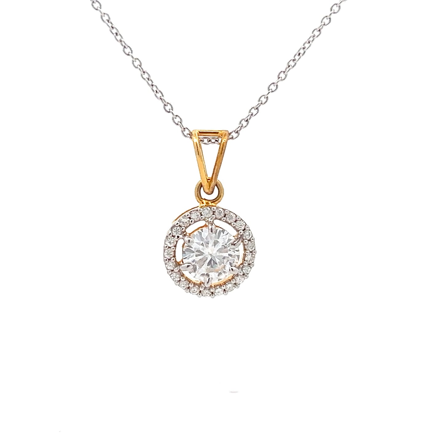 Elegante colgante de diamantes con forma de flor de 2,45 ct en solitario de forma redonda de oro de 14 k con moissanita cultivada en laboratorio Diamos