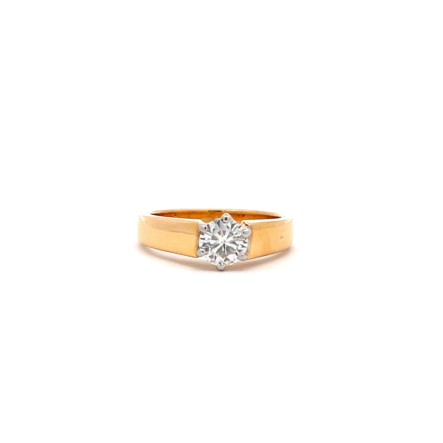 Bold Shine Gents 1ct Round Shape Ring in 14K gold with Diamos Lab Grown Moissanite