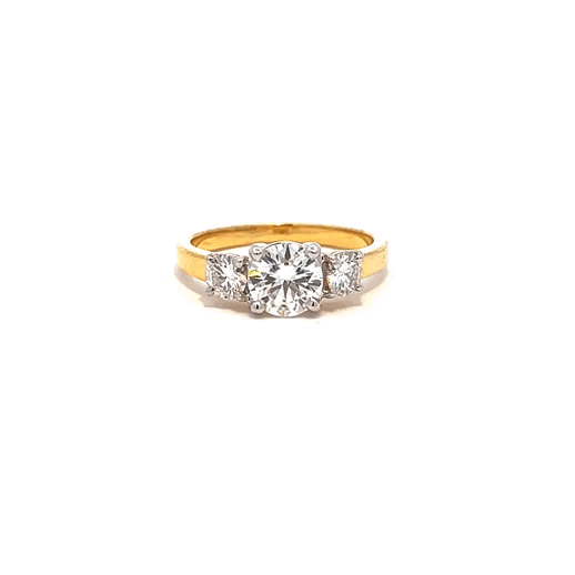 Glinting Circles Diamond 1.50ct Round Shape Ring In 14k Gold With Lab Grown Moissanite