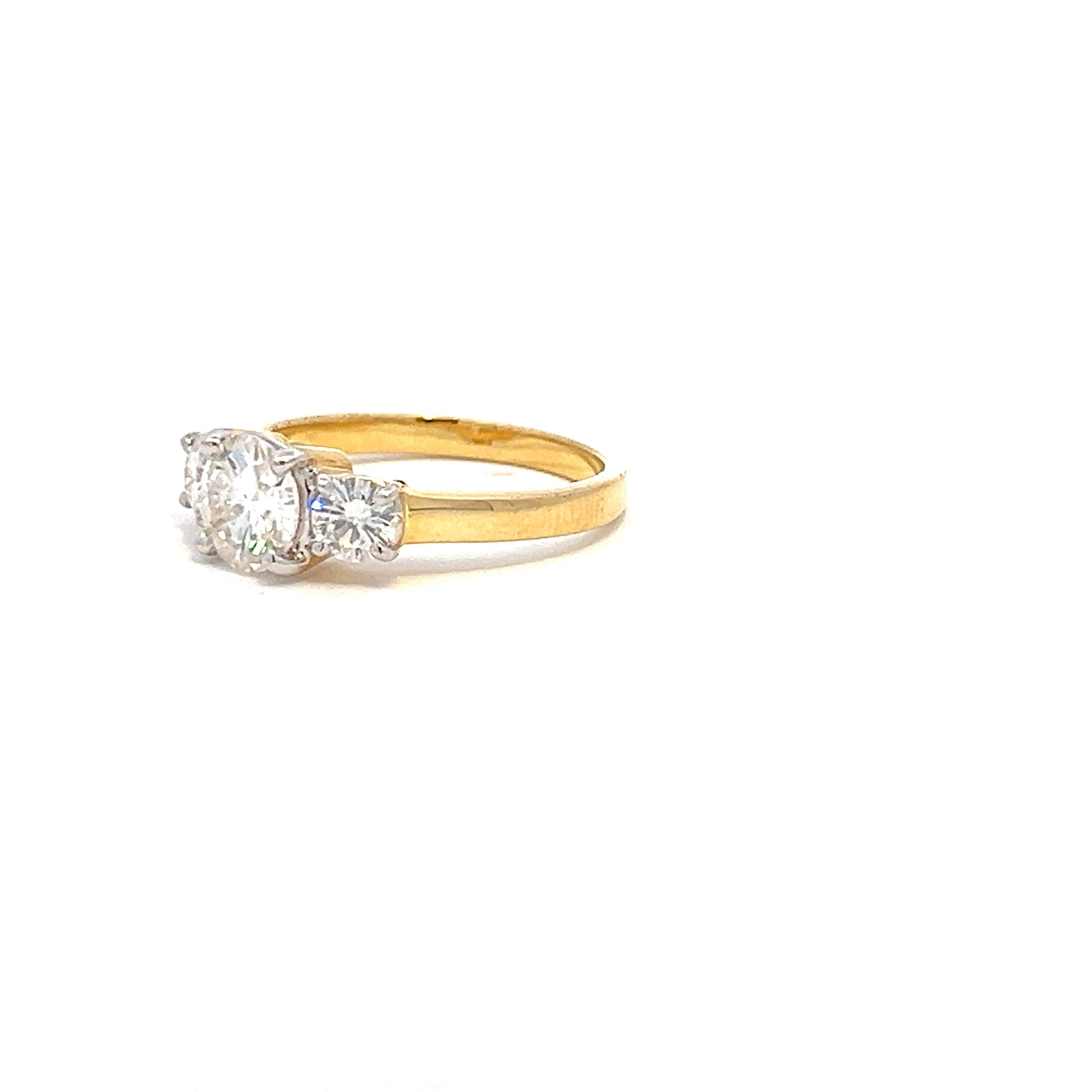 Glinting Circles Diamond 1.50ct Round Shape Ring In 14k Gold With Lab Grown Moissanite