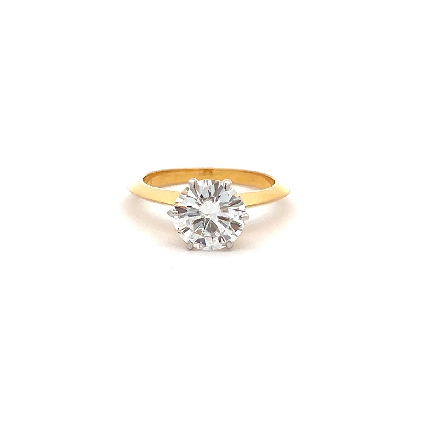 Bold Glint Solitaire 0.8ct Round Shape Ring in 14k Gold with Diamos Lab Grown Moissanite