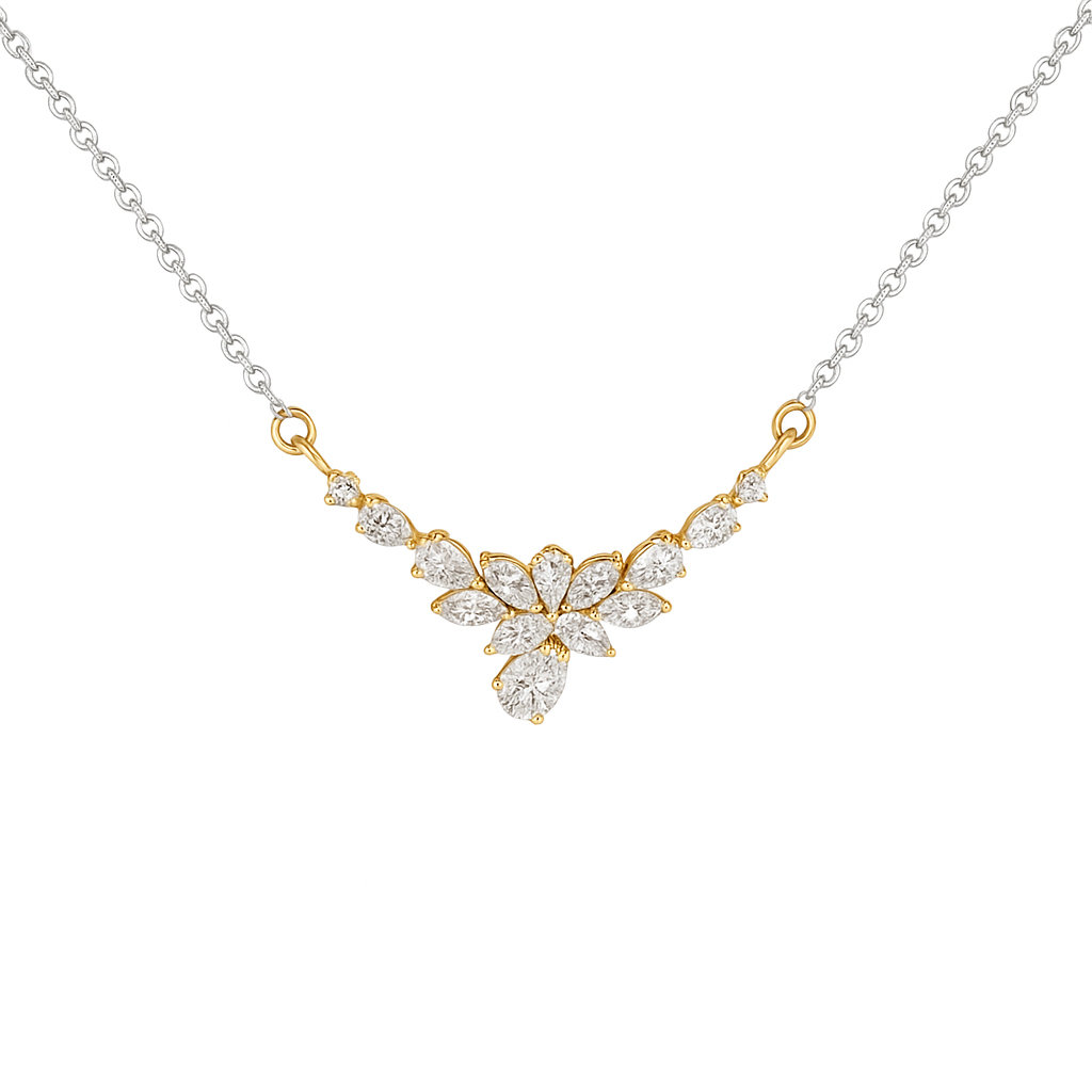 Delicate Pear & Marquise Lab Grown Diamond Pendant Necklace 