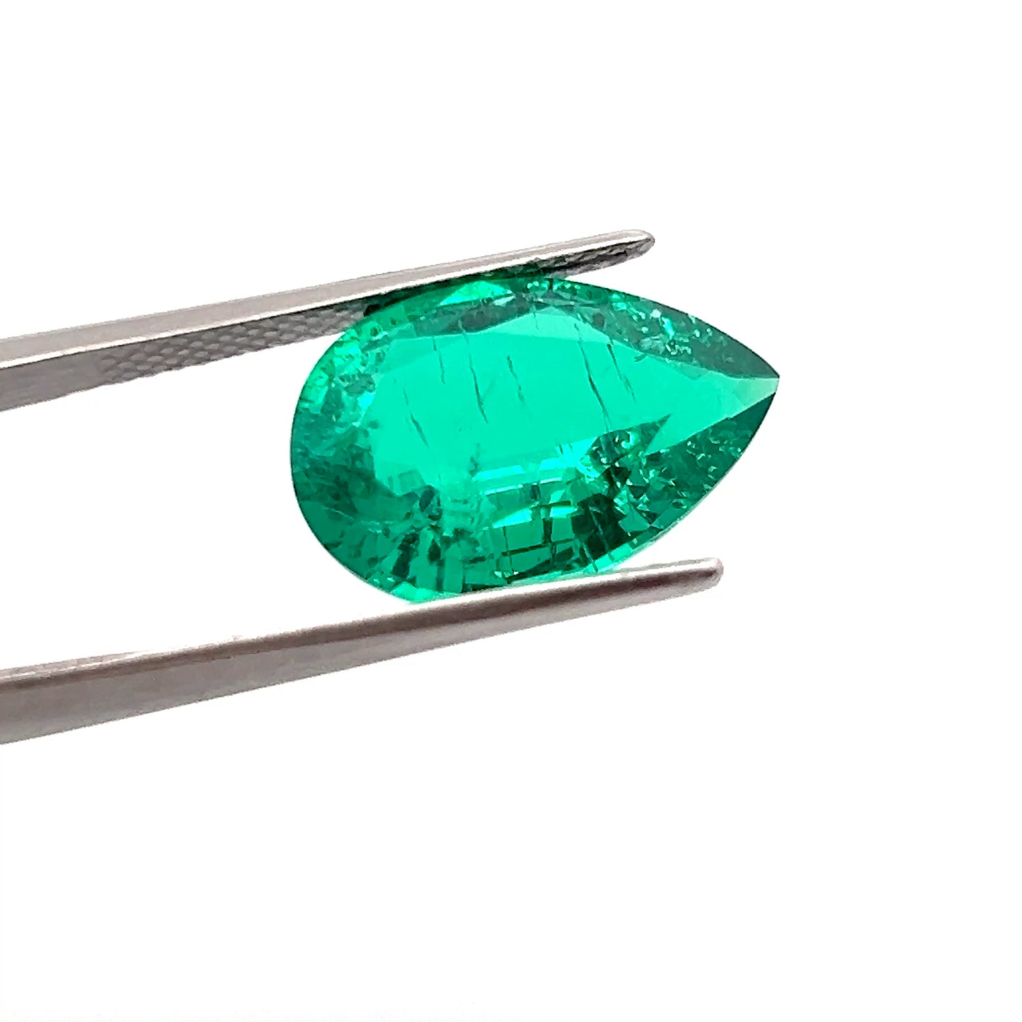 Lab Grown Green Emerald  8.32 Carats Pear