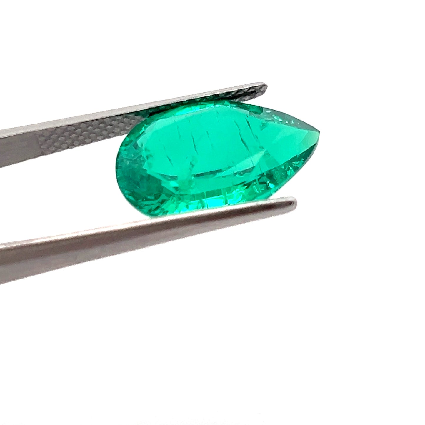 Lab Grown Green Emerald  8.32 Carats Pear