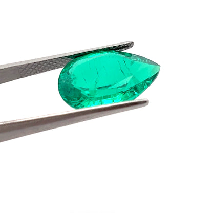 Lab Grown Green Emerald  8.32 Carats Pear