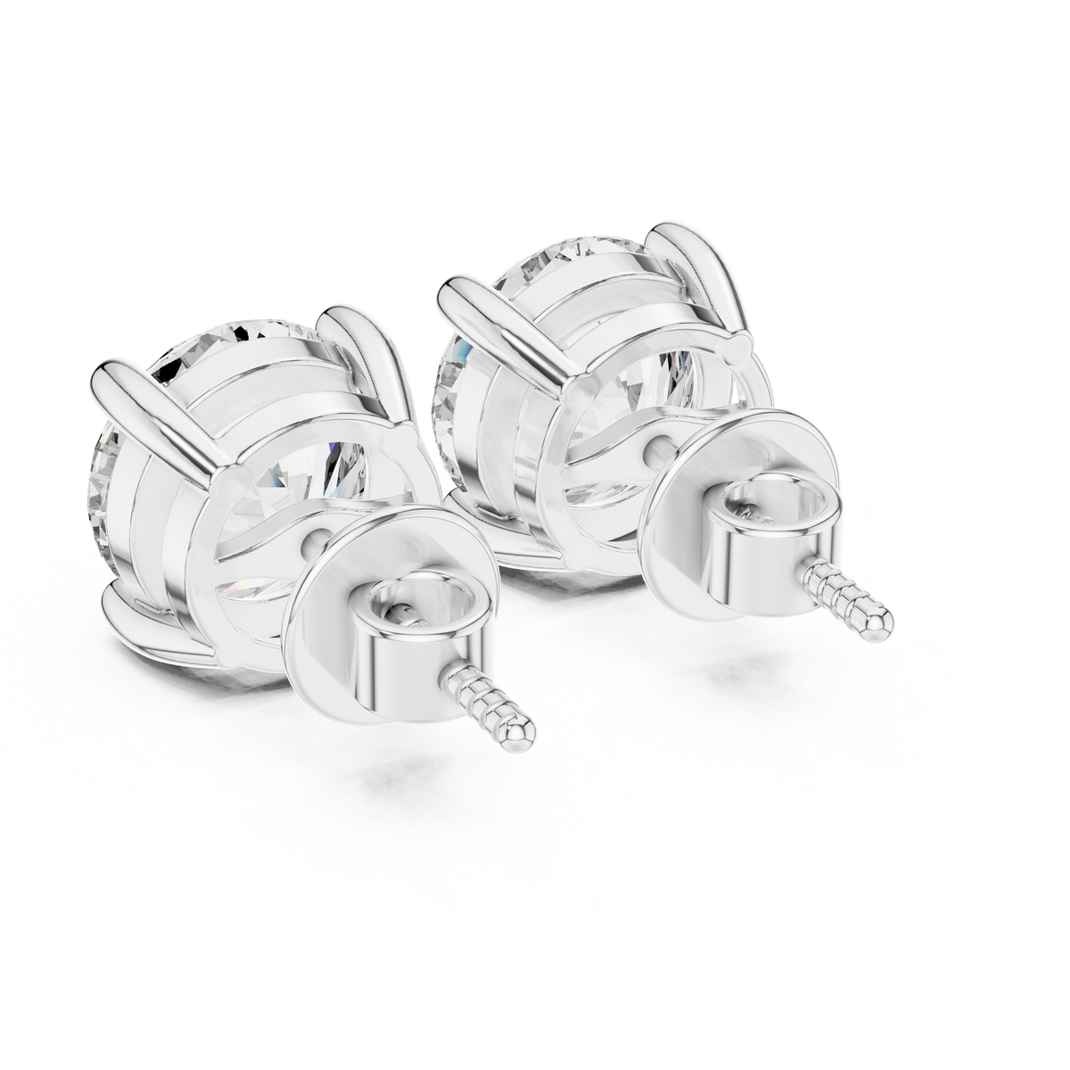 Round Lab Grown Diamond Solitaire Stud Earrings, White Gold