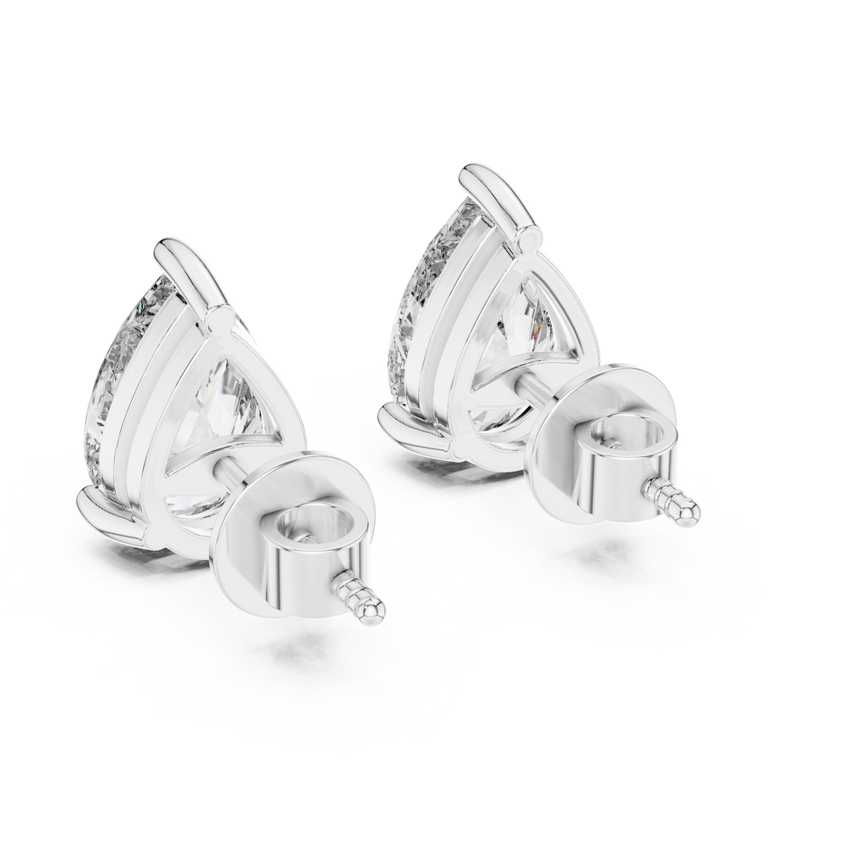 IGI Certified Pear Lab Grown Diamond Solitaire Stud Earrings, White Gold