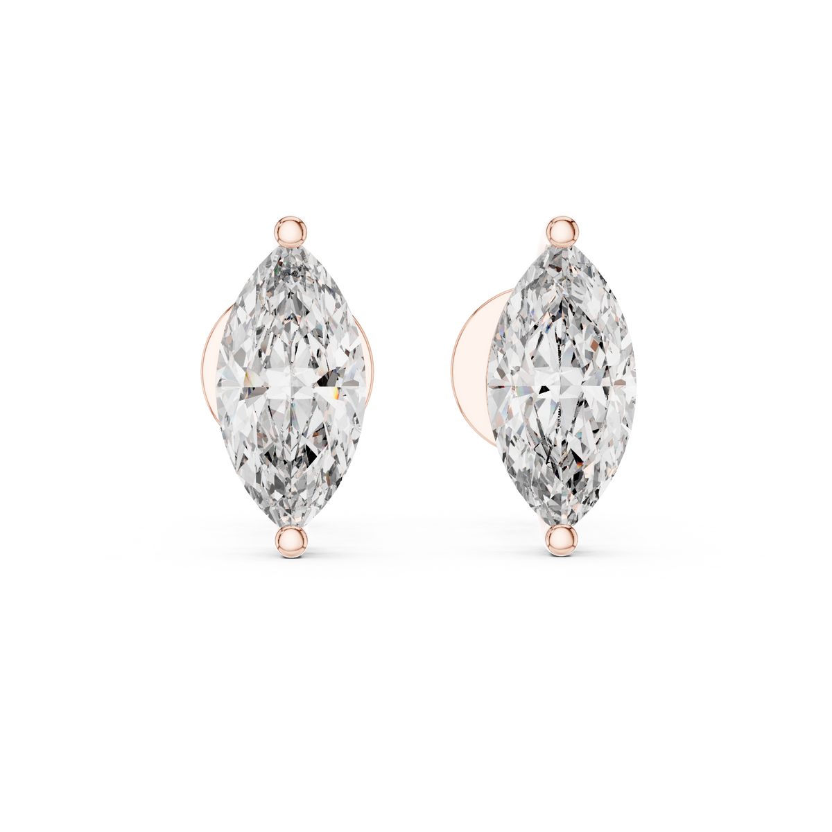 IGI Certified Marquise Cut Lab Grown Diamond Solitaire Earrings, Rose Gold