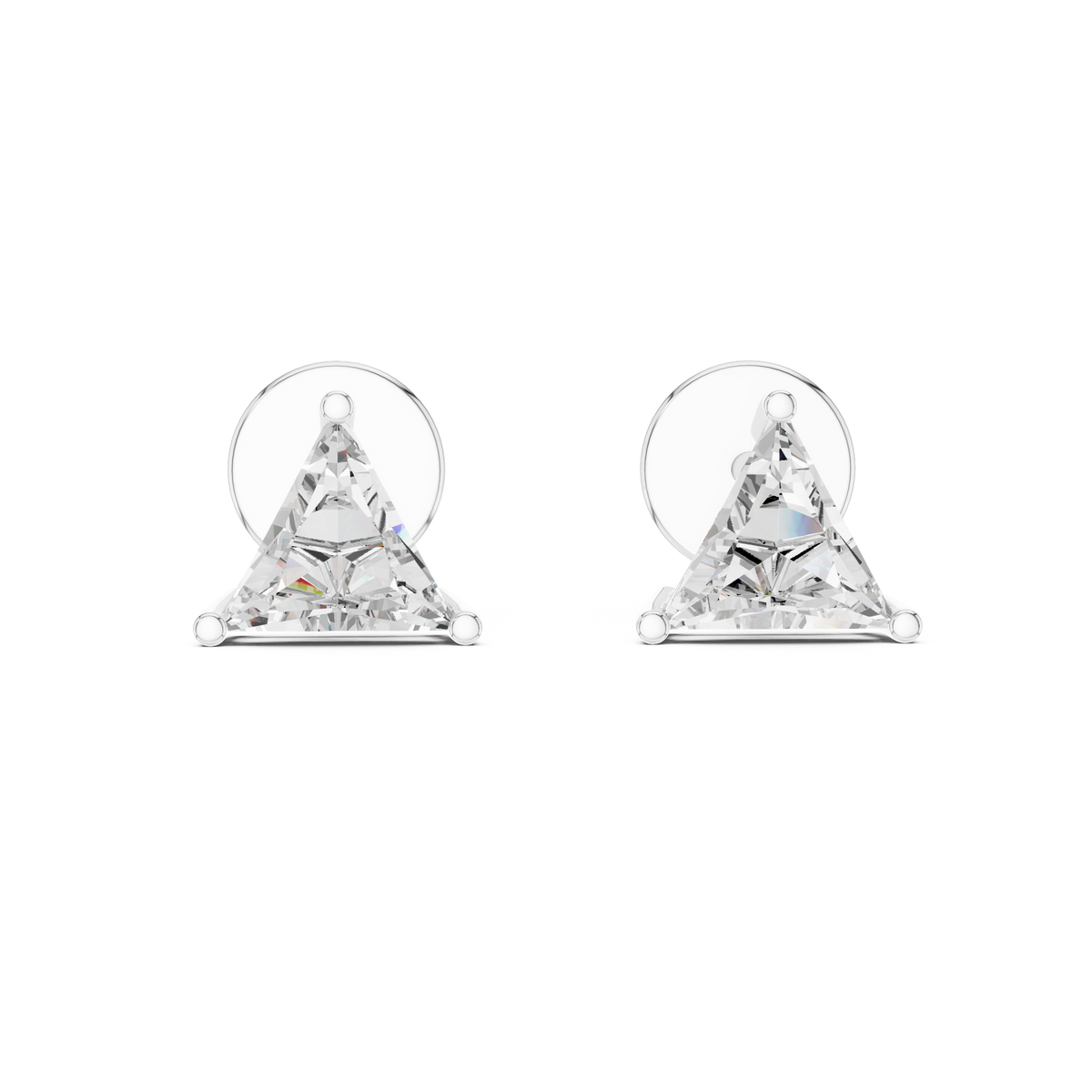 IGI Certified Triangle Lab Grown Diamond Solitaire Stud Earrings, White Gold