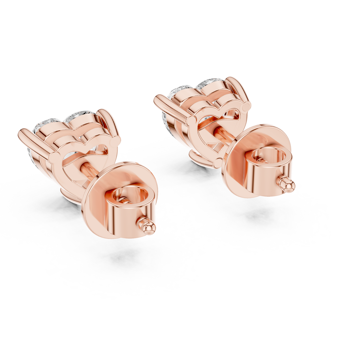 Premium 1.50 CT Heart Cut Lab Grown Diamond Stud Earrings, Rose Gold