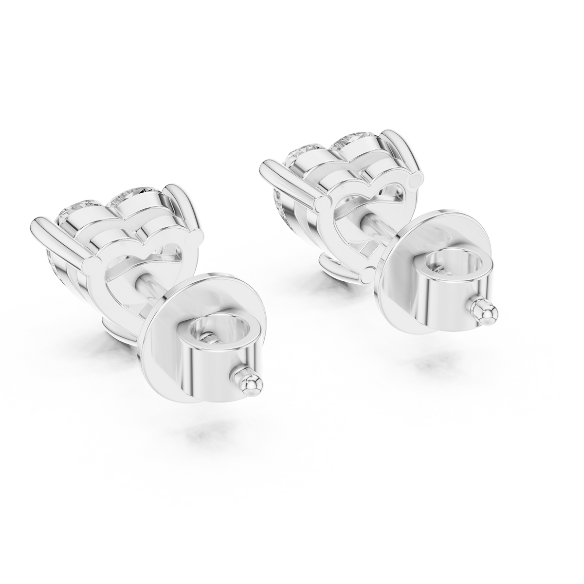 Premium 1.50 CT Heart Cut Lab Grown Diamond Stud Earrings, White Gold