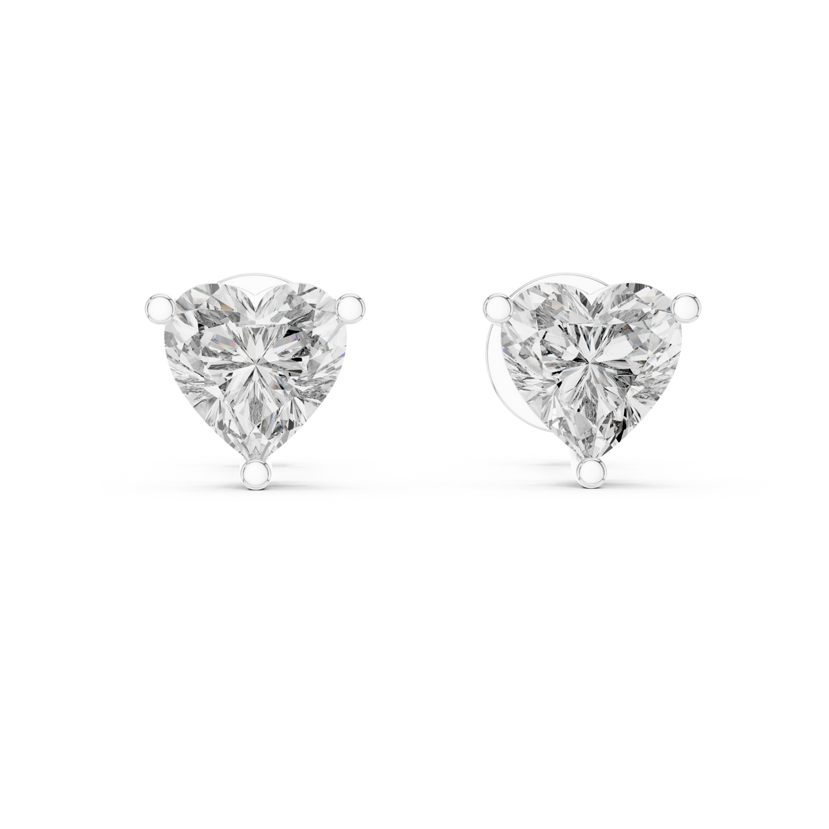 Premium 1.50 CT Heart Cut Lab Grown Diamond Stud Earrings, White Gold