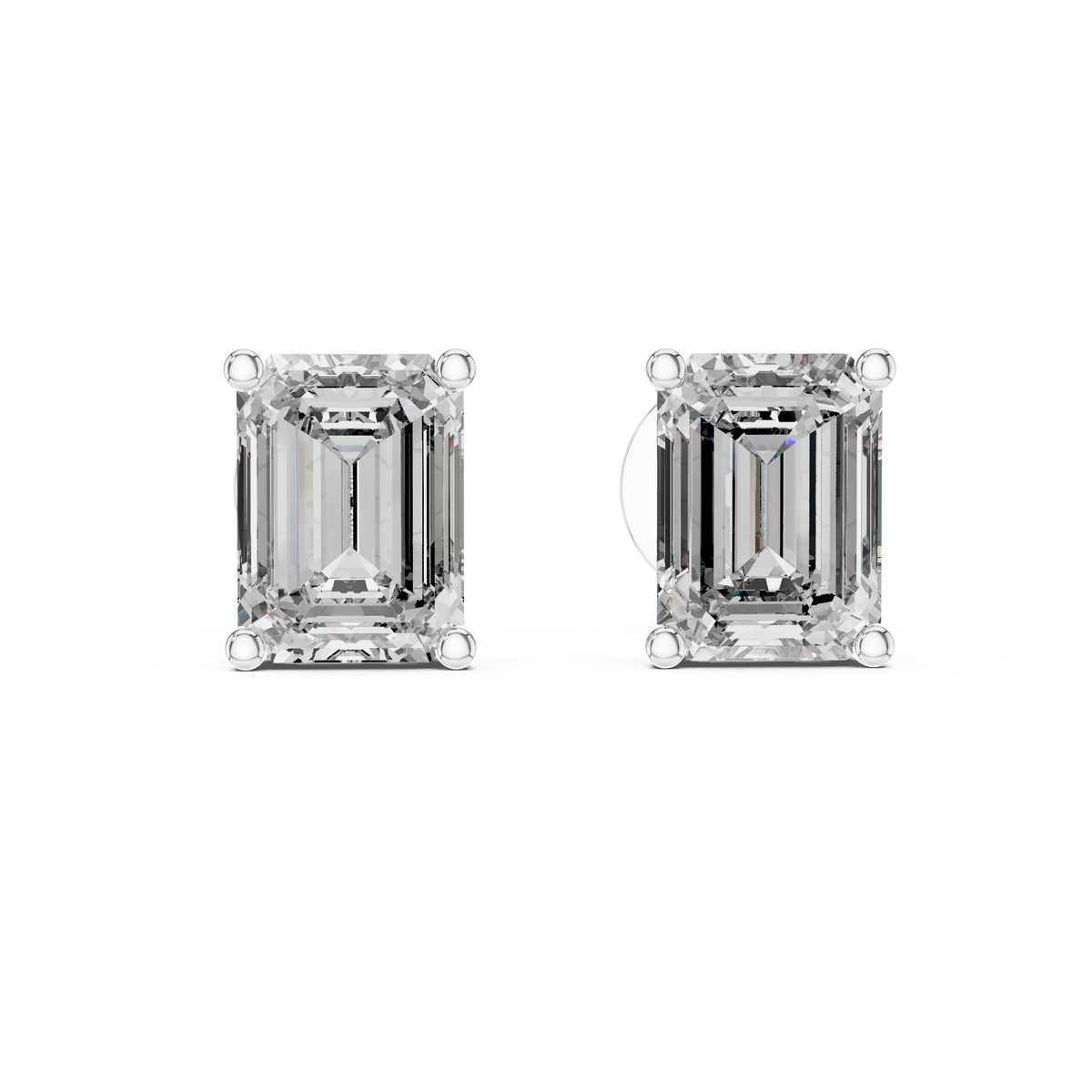 IGI Certified 2.50 CT Emerald Cut Lab Grown Diamond Solitaire Stud Earrings, White Gold
