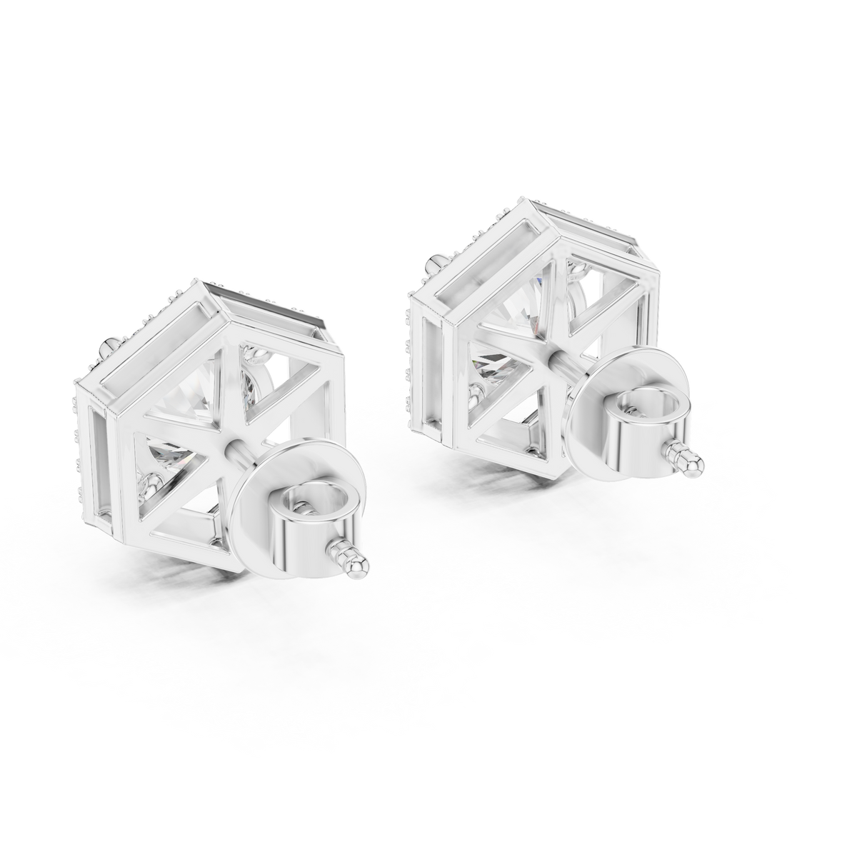 Classic Halo Diamond Stud Earrings with Lab Grown Diamonds, White Gold