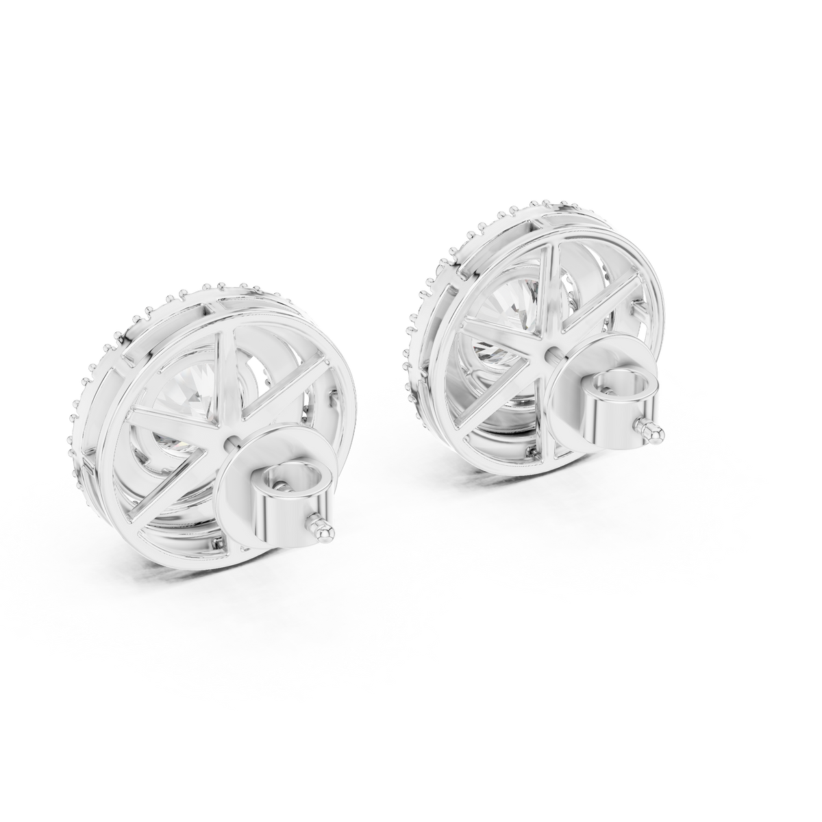 IGI Certified 3.42 CT Double Halo Lab Grown Diamond Stud Earrings, White Gold