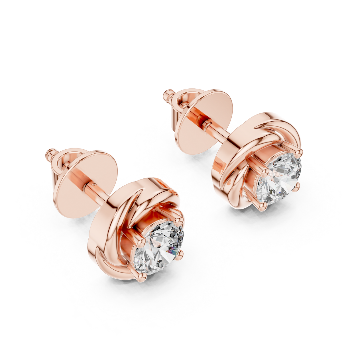 IGI Certified 0.50 CT Round Lab Grown Diamond Earstuds, Rose Gold