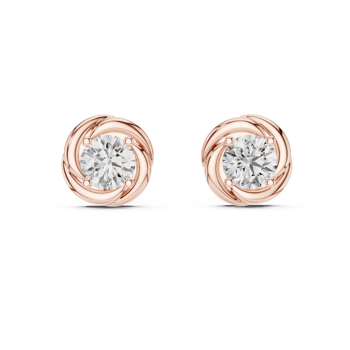 IGI Certified 0.50 CT Round Lab Grown Diamond Earstuds, Rose Gold