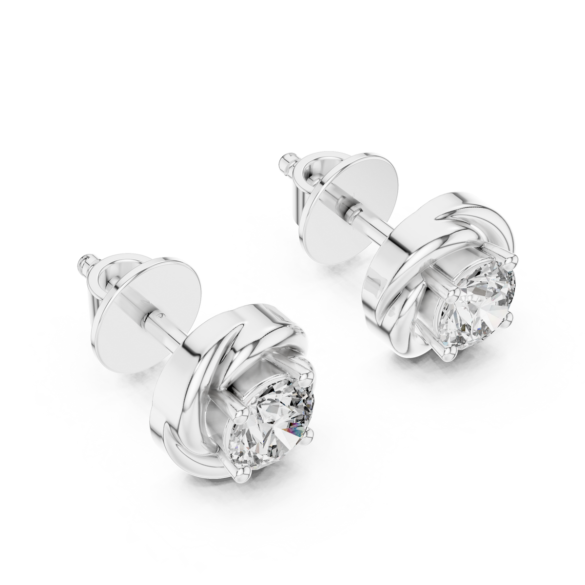 IGI Certified 0.50 CT Round Lab Grown Diamond Earstuds, White Gold