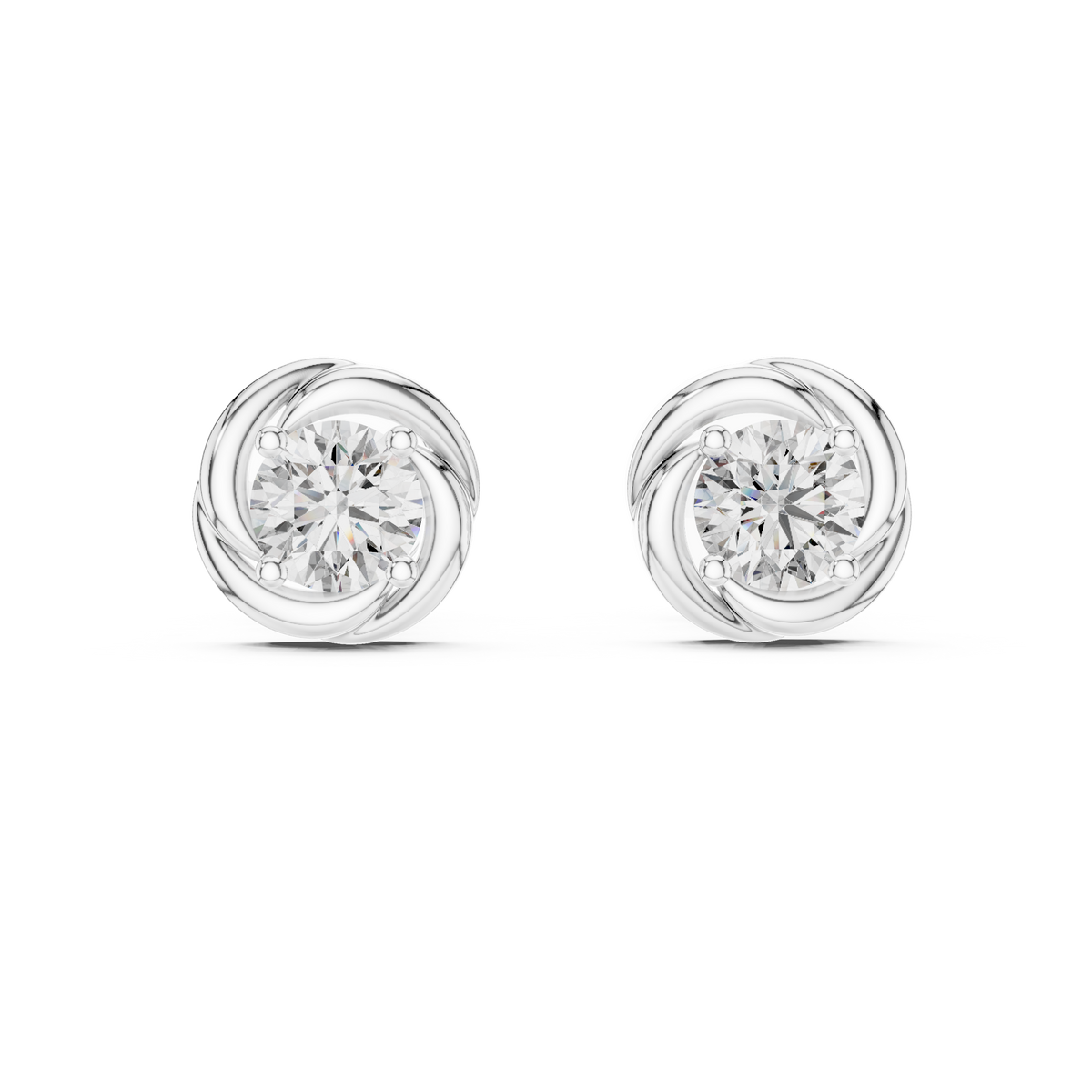 IGI Certified 0.50 CT Round Lab Grown Diamond Earstuds, White Gold