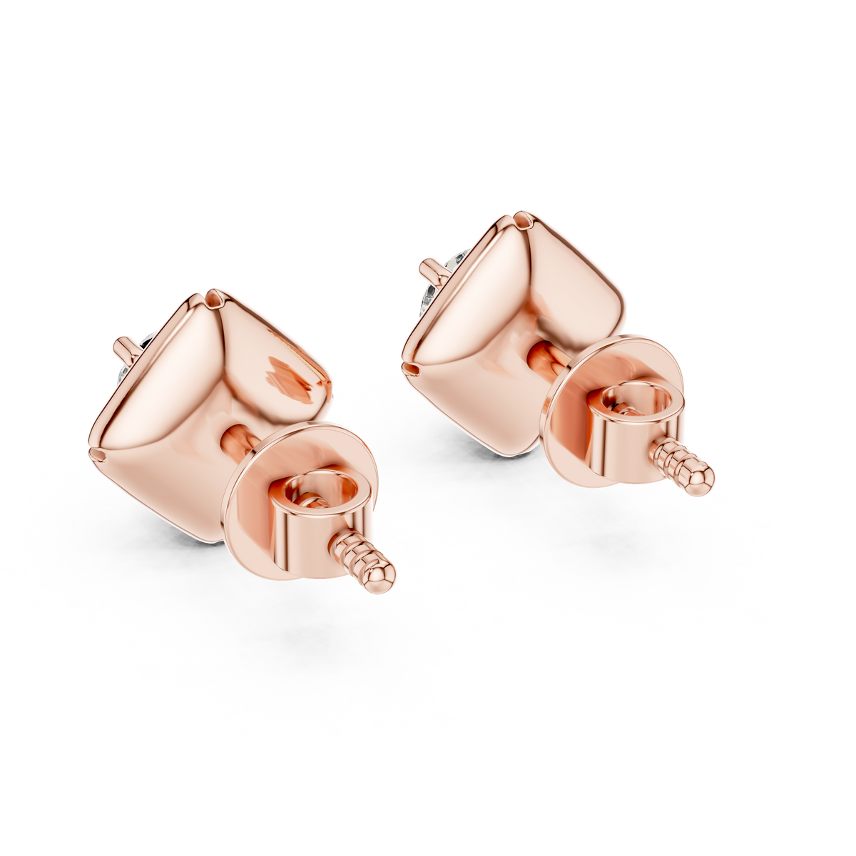 0.50 CT Round Lab Grown Diamond Geometric Stud Earrings, Rose Gold
