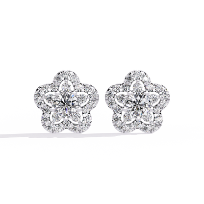 LGD Ear Studs Round Stone (0.87ct Pair ) In 14K Gold