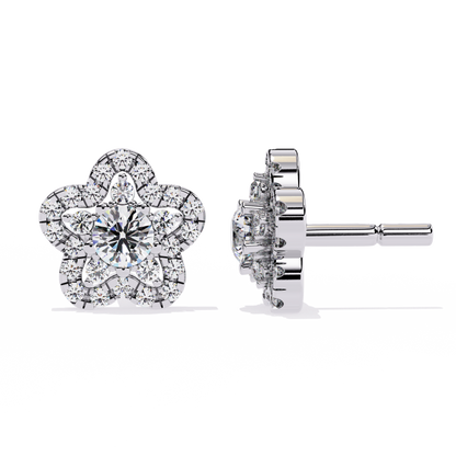 LGD Ear Studs Round Stone (0.87ct Pair ) In 14K Gold