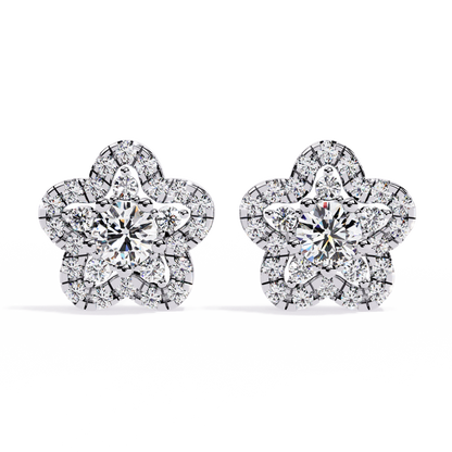 LGD Ear Studs Round Stone (0.87ct Pair ) In 14K Gold
