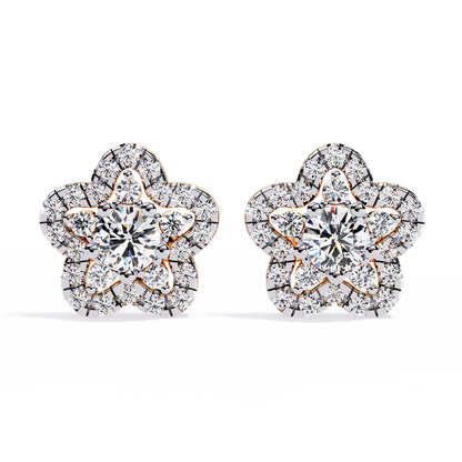 LGD Ear Studs Round Stone (0.87ct Pair ) In 14K Gold