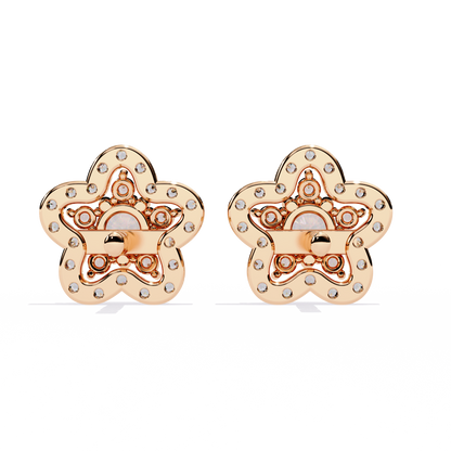 LGD Ear Studs Round Stone (0.87ct Pair ) In 14K Gold