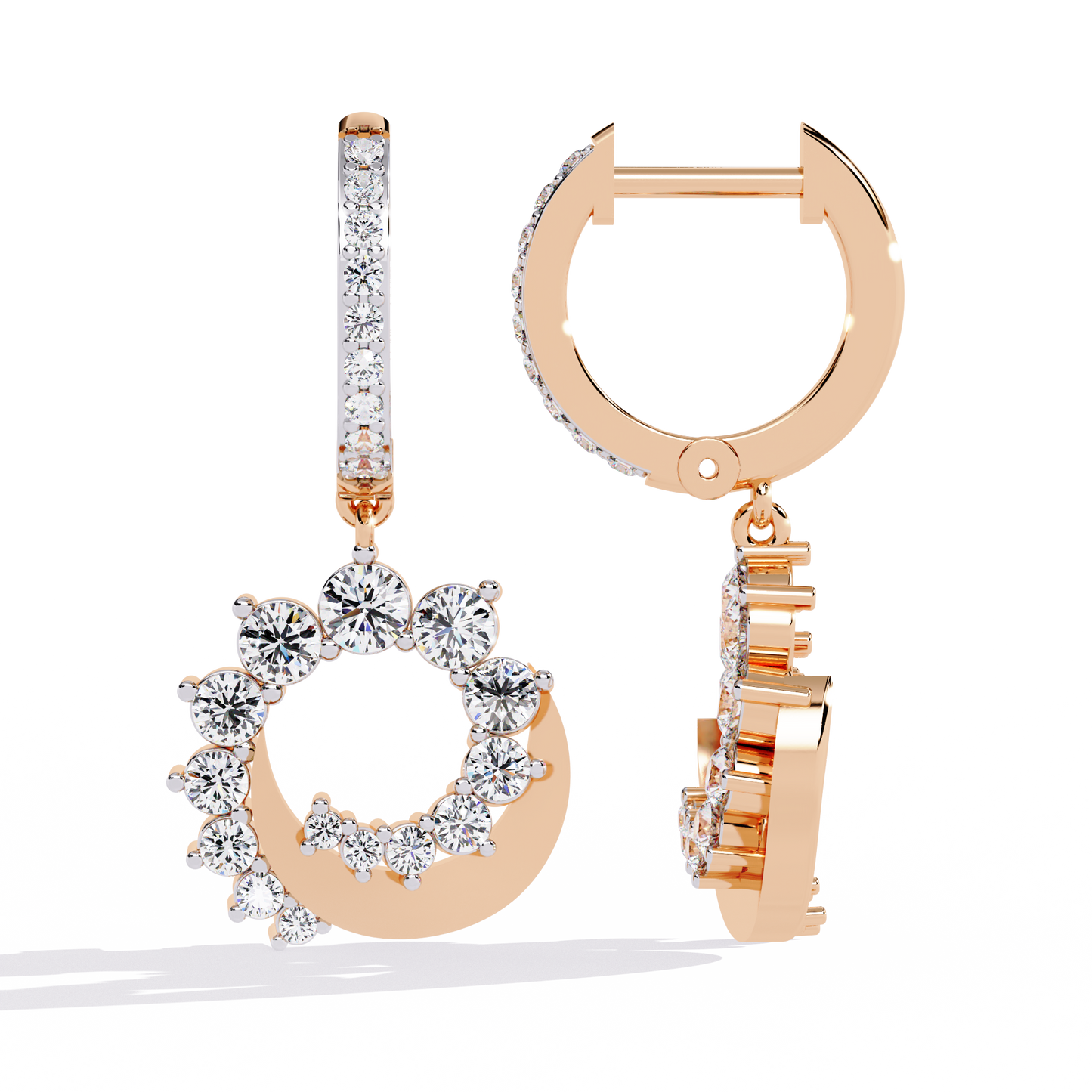 LGD Ear Studs Round Stone (1.00ct Pair ) In 14K Gold