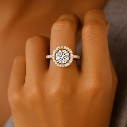 Elegant Round Halo Lab Grown Diamond Engagement Ring 