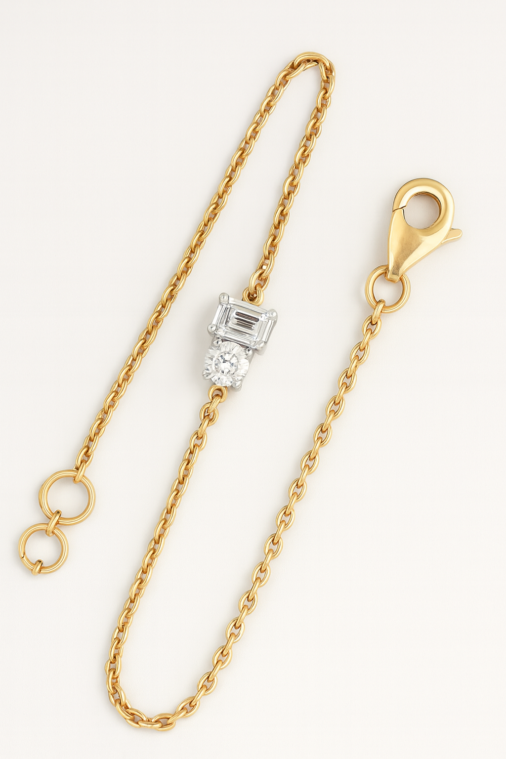 Emerald and Round Cut Lab Grown Diamond Bracelet