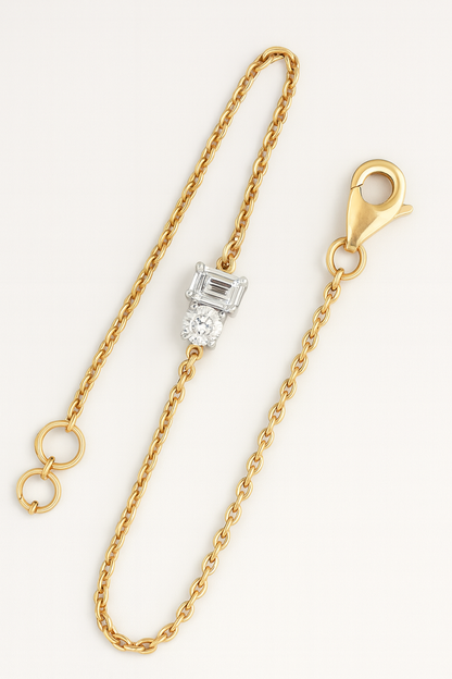 Emerald and Round Cut Lab Grown Diamond Bracelet