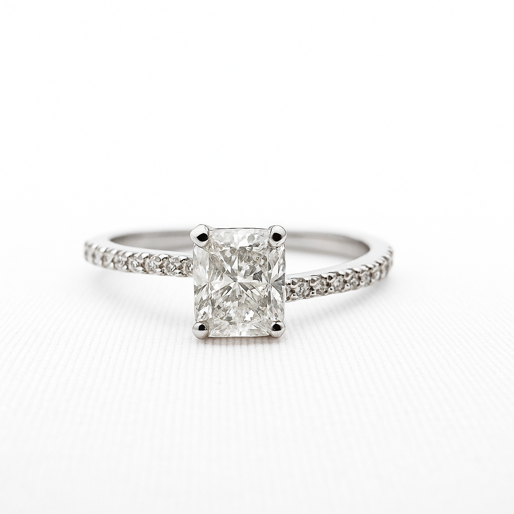 Diamond ring with a white background