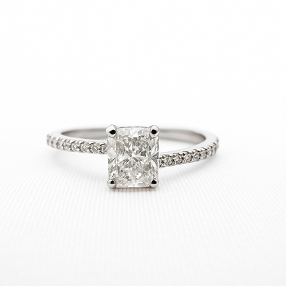 Diamond ring with a white background