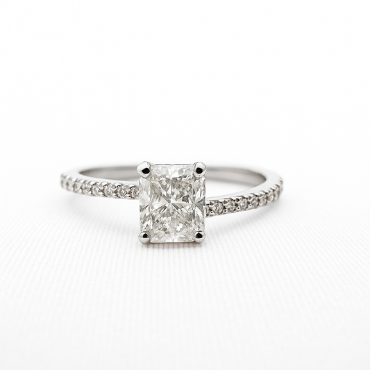 Diamond ring with a white background