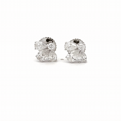 Brilliant Cluster Lab-Grown Diamond Earrings in 14K Gold | Sparkling Studs for Women