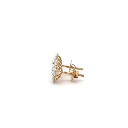 Luxury Flower Lab-Grown Diamond Earrings | 14K Gold Brilliant Halo Studs