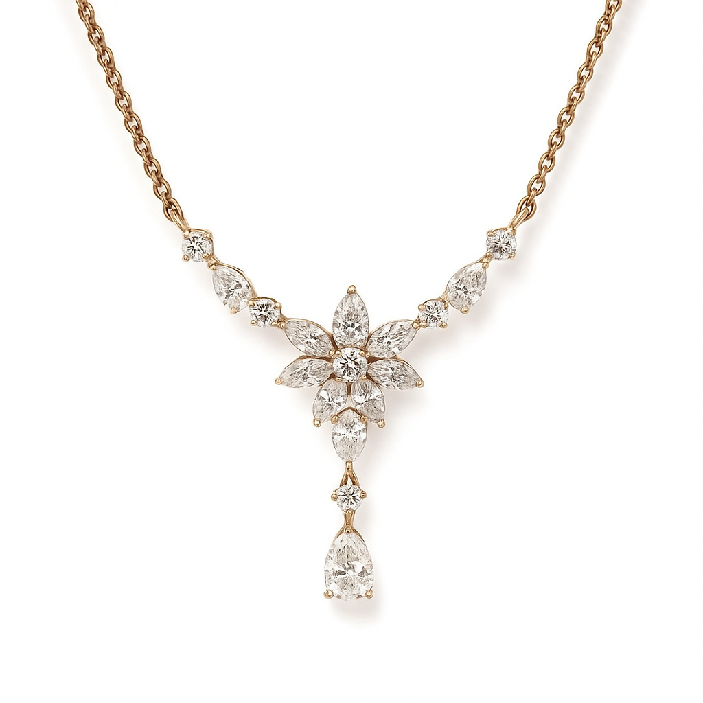 Floral Round, Marquise & Pear Lab Grown Diamond Mangalsutra Pendant Necklace