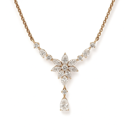 Floral Round, Marquise & Pear Lab Grown Diamond Mangalsutra Pendant Necklace