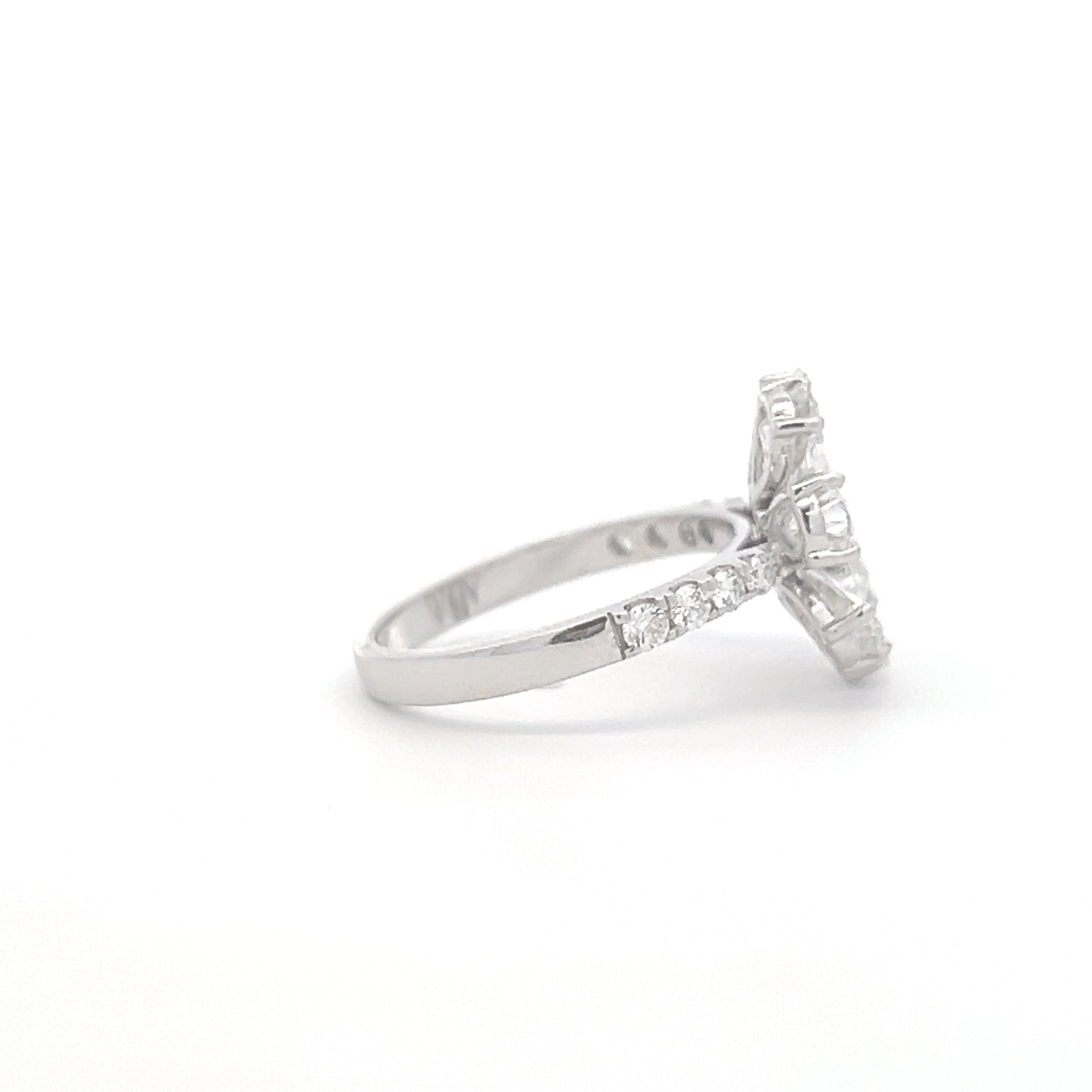 Flower Style Pear Lab Grown Diamond Ring side a