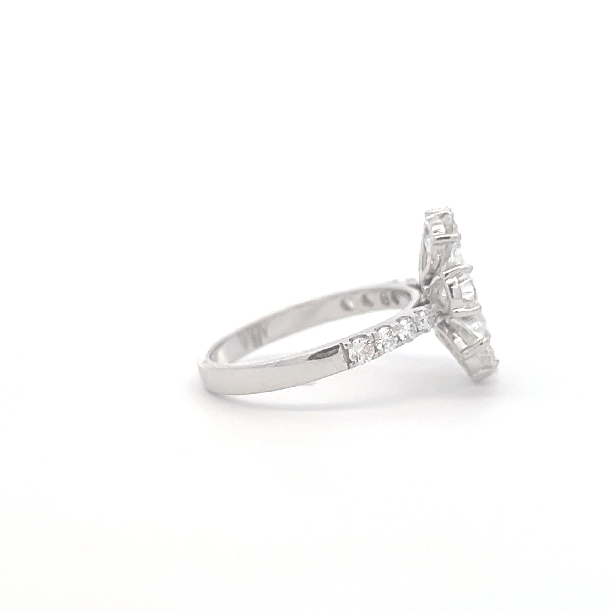 Flower Style Pear Lab Grown Diamond Ring side a