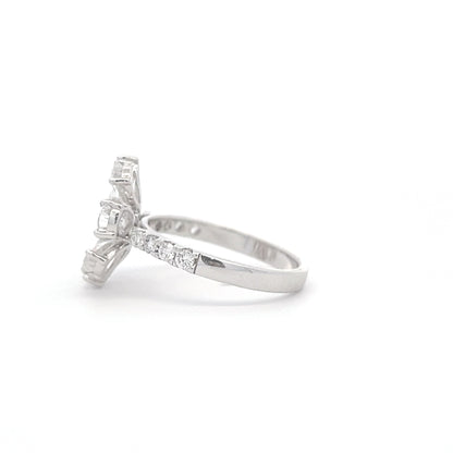 Flower Style Pear Lab Grown Diamond Ring side b