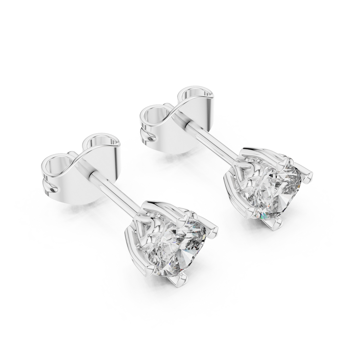 1.50 CT Cushion Cut Lab Grown Diamond Solitaire Stud Earrings, White Gold