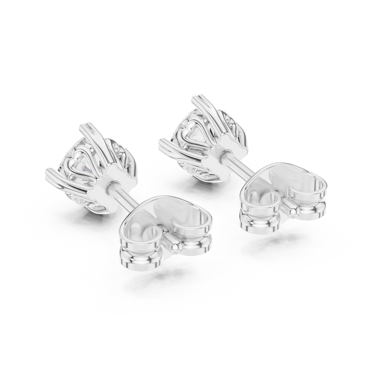 1.50 CT Cushion Cut Lab Grown Diamond Solitaire Stud Earrings, White Gold